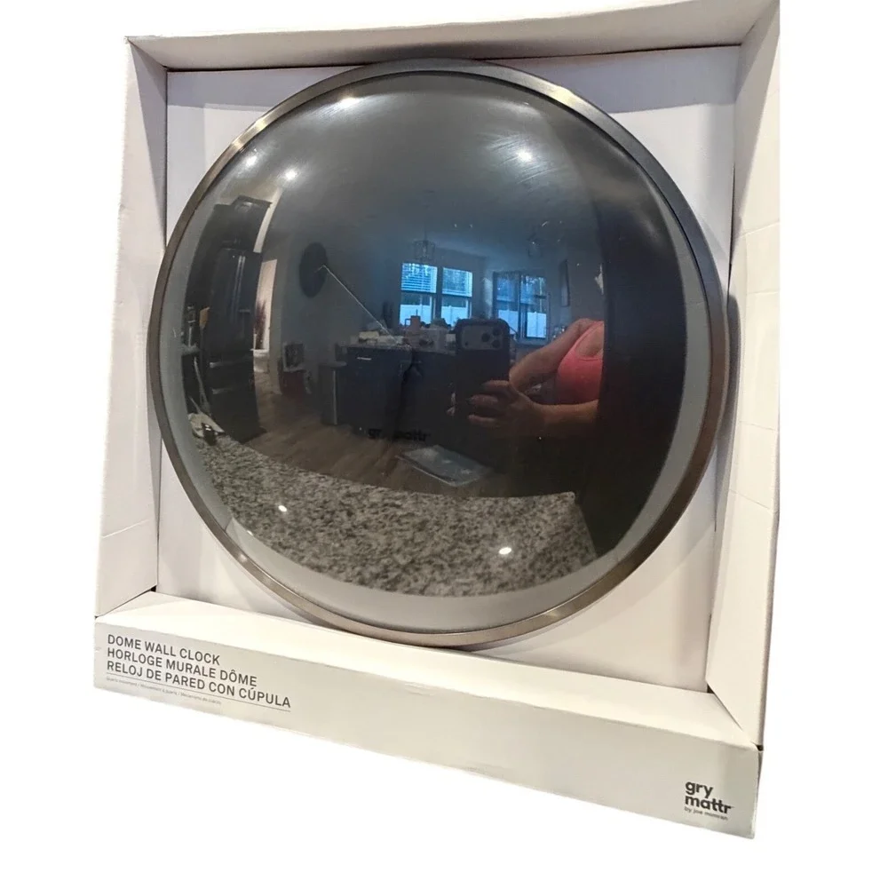 Gry Mattr by Joe Mimran Dome Wall Clock Grey Convex Glass Modern Minimalist 16in